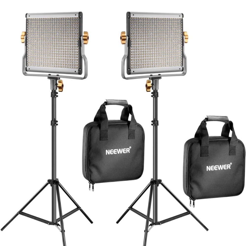 Neewer 2 Packs Dimmable Bi-Color 480 LED Video Light and Stand Lighting Kit